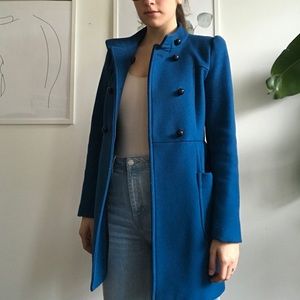 Blue Zara coat - soft brushed felt
